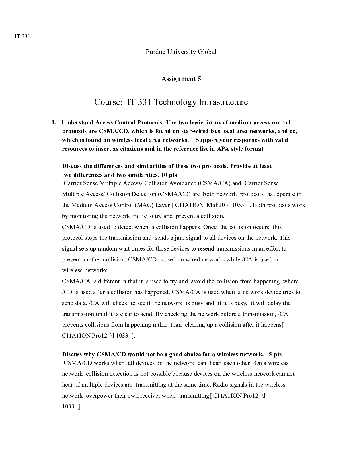 Preview image for IT331 Unit5.docx(1)    IT 331  Purdue University Global  Assignment 5